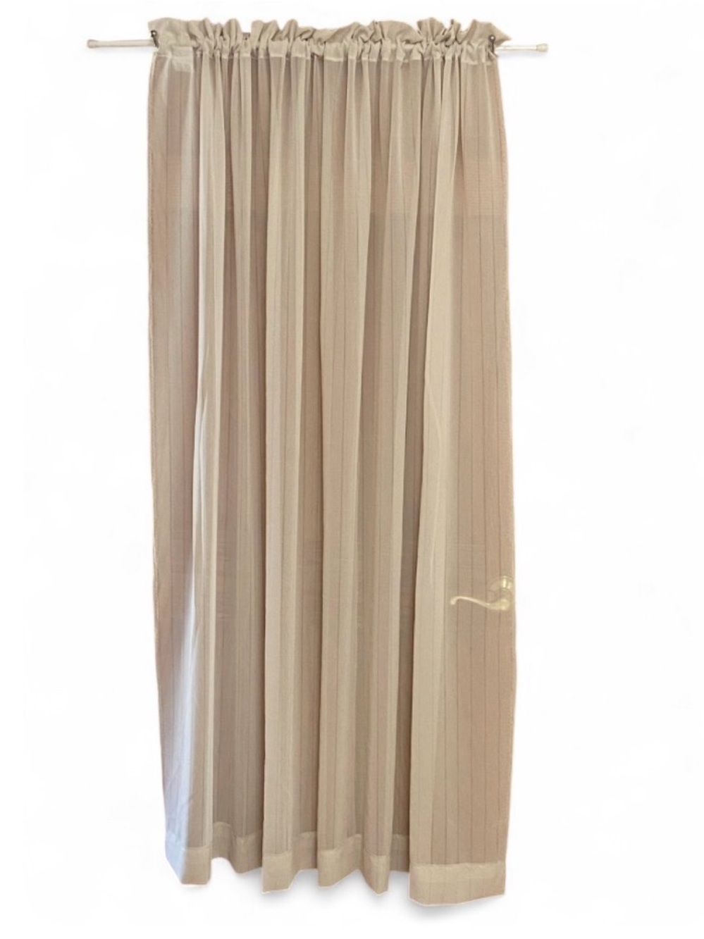 Makenzie Voile Beach Off White Bone Sheer Curtain Panel Pair 54x63 Pinstripe New
